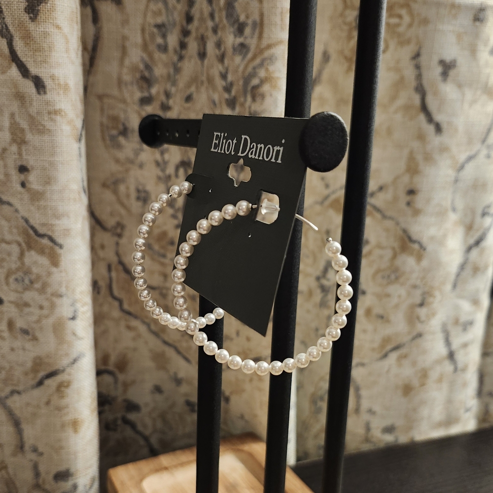Eliot Danori Pearl Hoop Earrings - Picture 3 of 3